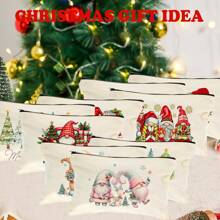 圣诞主题化妆包，多件套可选（1/5/10/20件），多功能珠宝袋，圣诞礼品袋，零钱包，糖果袋，带有圣诞老人，精灵，圣诞树和其他节日设计，是营造圣诞气氛的必备品，便携多用途实用布袋，充满节日气氛，圣诞节和新年聚会，派对，礼品分发和存储的必备包装袋，适合男士和女士