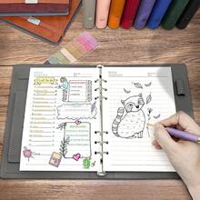 A5 Binder Refillable Notebook - Elegant Hardcover, 160 Pages Of 100G Thick Paper, 6-Ring Design With Pen Loop And Pockets - Ideal For Writing, Travel, Work, And School (Pink)-209586 - Màu tím - Xem 7