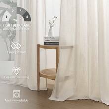 Topfinel 6 Panels Linen Blend Curtains Semi Sheer Light Glare Filtering Semi Sheer Drapes Back Tab Rod Pocket Clip Rings For Living Room Bedroom Dining Doorway Farmhouse Office Home Decor - Oatmeal - 查看 7