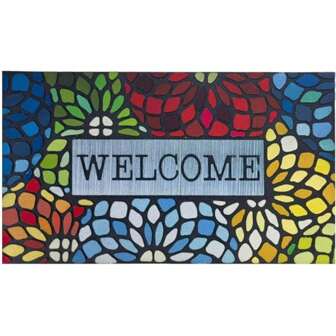 Felpudo de bienvenida de 24 X 36 pulgadas para la entrada principal del hogar, felpudo para exteriores de goma antideslizante de perfil bajo con diseño de pétalos