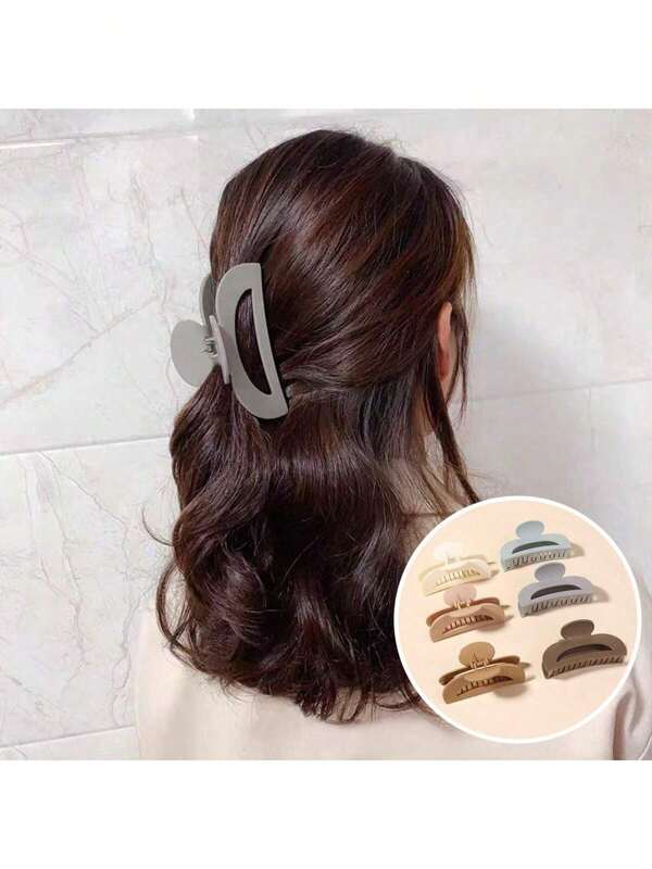 6 قطع مشابك شعر أنيقة بطراز فرنسي بسيط ذات ألوان حلوى كبيرة، إكسسوارات شعر موضة، مشابك شعر مناسبة للخريف والشتاء