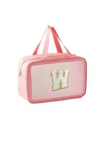 Transparent PVC Toiletry Bag Letters Makeup Bag Waterproof Travel Toiletry Bag Letter Zipper Waterproof Makeup Storage Bag Cosmetic Organizer Bag Organizing & Storage Portable Cosmetic Travel Bag Latter Print Travel Essentials For Holiday Vacation Bag For School Cruise Essentials Toiletry Bag For Women Wash Bag For Travel For Bathroom Large Capacity For Men For Women