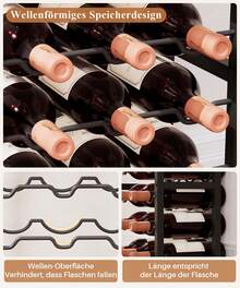 Yorbay Weinregal freistehend 15 Flaschen, Flaschenregal mit Glashaltern, Dekorativer Flaschenhalter-Ständer für Küche, Bar, Esszimmer, Boden - Schwarz - Übersicht 4