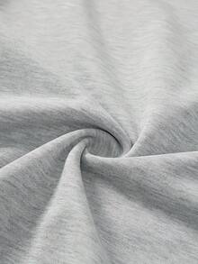 2026 New Year Cotton Sweatshirt Plus Size Letter Print Sports Shirt, Spring And Autumn Round Neck Casual Sports Shirt, Women's Plus Size Loose And Comfortable Winter Clothes For Women - 淺灰色 - 查看 3