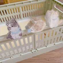 2/4/7件可爱卡通猫咪便签夹，优质双面亚克力/PP猫咪便签夹，适用于整理文件、相册、零食袋、墙面装饰和试卷 - 彩色 - 查看 7