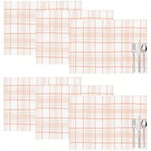 1 pieza/4 piezas/6 piezas Manteles individuales de lino con estampado de cuadros, adecuados para la mesa de comedor, decoración para todas las estaciones, manteles de mesa modernos y lavables, decoración de habitaciones, posavasos, manteles de cocina y comedor, decoración de fiestas interiores y exteriores, decoración del hogar, regalo ideal