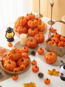 MEHELANY 12/4/2个橙色人造南瓜，大号和小号户外橙色泡沫塑料仿真南瓜适用于家居餐桌装饰万圣节、丰收节、农场主题派对、秋季婚礼装饰用品、摄影道具、房间、厨房、壁炉、乔迁节日礼物 - 橘色 - 查看 1