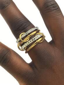 1 Piece Stainless Steel Ladies Ring; Multi-Layer Lucky Golden Thicken The Transfer,Valentine's Day, Teacher's Day, Mother's Day, Back To School Season, Christmas, Halloween, Gift - Multicolor - View 10