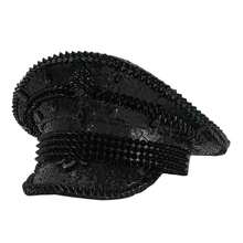 Glitter Captain Hats Luxury Diamond Sequin Captain Caps Bachelorette Hen Party Favors - màu đen - Xem 1