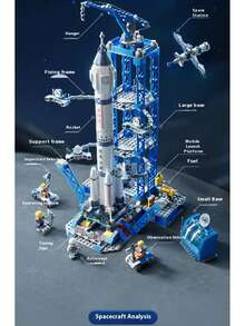 1 件 2025 新款兼容火箭发射中心模型积木玩具，航空航天男孩/女孩飞机玩具，创意儿童礼物 - 生日礼物 - 完美礼物 - 彩色 - 查看 4