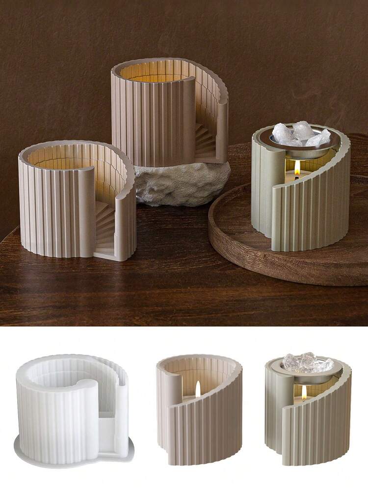 1PC Essential Oil Candle Mold, Large Belly Wax Melting Burner Diffuser Aromatherapy Container Handmade Incense Holder, For Home Decor, Fireplace, Bedroom - White - View 1