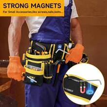 1pc Heavy Duty Tool Belt With 26 Pockets & 130cm Adjustable Shoulder Strap - Black Tool Organizer For DIY Projects, Woodworking & Home Improvement, Magnetic Tool Holder & Practical Design - Essential Gear For Woodworkers, Contractors & Handyman Tools - Multicolor - View 4