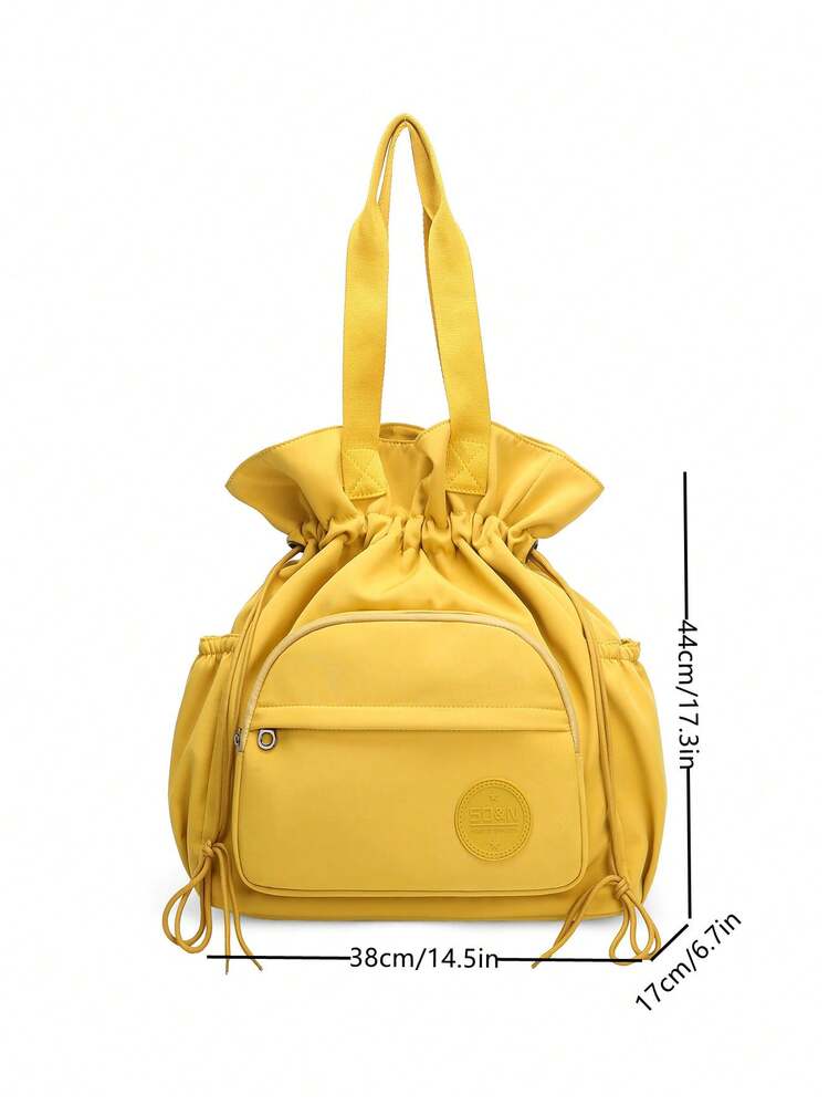 Peach Tree Travel Backpack, Dual-Use Handbag & Shoulder Bag, Laptop Bag, Couples Bag, Waterproof Compartment, Large Capacity, Multi-Pocket, Suitable For Travel, Holiday, School, Business, Gifts For Valentine's Day, Halloween, Christmas - Yellow - View 4