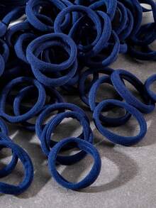 100个/包高弹力发圈，适合女孩扎马尾辫，色彩缤纷，多功能造型设计，优质材料，日常使用，是送给女友和家人的绝佳礼物，也适合秋季穿搭、健身运动、跑步装扮，是家居美发必备的橡皮筋发圈。 - 藏蓝色 - 查看 4