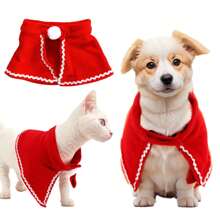 Christmas Pet Costume Set |Santa - Style Pet Outfit Set Cat Dog Hat| Antler Headband, Scarf & Cape Out Fit Halloween Halloween Costumes