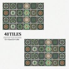 24 pièces Autocollants muraux de style bohème pour cuisine, salle de bain et entrée, imperméables et résistants à l'humidité. Autocollants de carrelage PVC autoadhésifs décoratifs. Papier peint, décoration murale, décoration de chambre, décoration de cuisine, décoration de la maison