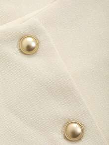 Chaqueta de mujer de unicolor, cuello redondo, sin mangas, ajustada, adecuada para primavera, verano y otoño - Albaricoque - Ver 7