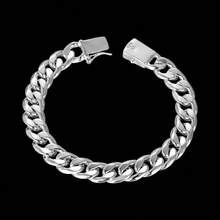 925 Sterling Silver Plated 10mm Square Clasp Bracelet, Charming Party Gift & Wedding Fashion Jewelry For Women - Silver - View 2