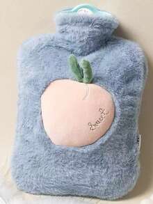 1pc Unisex Cartoon Fruit Pattern Flocked Large Capacity Hot Water Bottle, Refillable, Anti-Explosion, Anti-Leakage, Detachable, Warm Hand Warmer, Suitable For Winter Outdoor Camping, Travel, Home, Office, School, Dorm, Daily Use - Multicolor - View 17