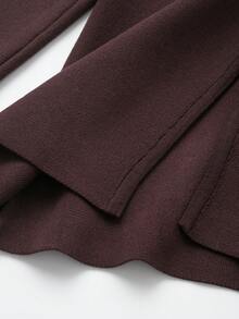 V-Neck Solid Color Casual Knit Sweater With Metal Buttons, Suitable For Spring/Autumn/Winter - Brown - View 5