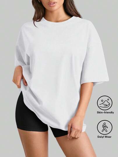 SUPEKYKO Plus Size Women Short Sleeve T-Shirt - Loose Fit Activewear Top, Suitable For Fitness, Yoga And Casual Wear | All Season