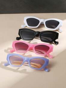 1/3/4副男女通用韩版时尚黑色猫眼多边形百搭太阳镜，适合优雅着装、旅行、运动、驾驶、节日、海滩、音乐节、郊游、夏季配饰、度假、家庭出游、高尔夫、徒步旅行、街头风格、运动、派对、户外活动、假日 - 彩色 - 查看 17