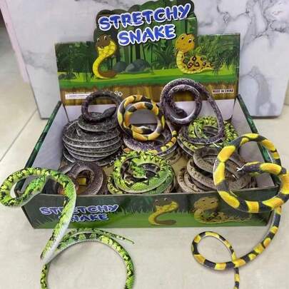逼真软橡胶蛇玩具，栩栩如生的蟒蛇图案设计，吓人的动物蛇道具，吐舌蛇和蝰蛇，派对恶作剧蛇模型玩具，愚人节搞笑礼物