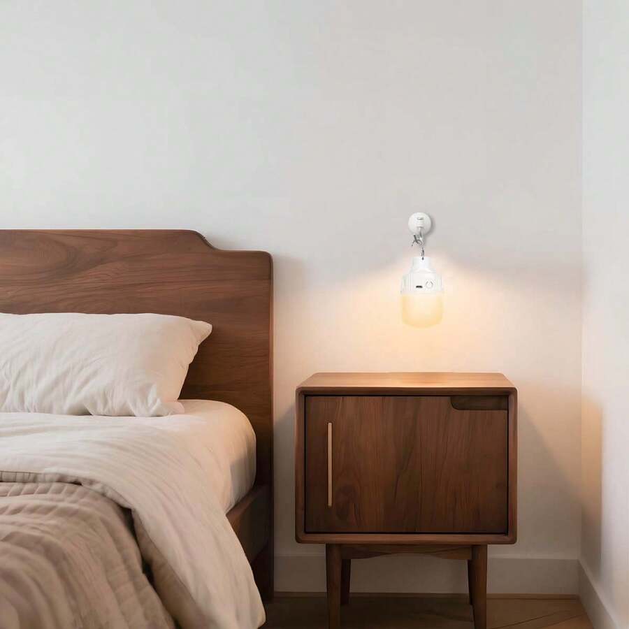 (暖白) 500mAh，3档白光宿舍台灯，USB可充电LED吊灯，适用于露营，停电应急 - 彩色 - 查看 1