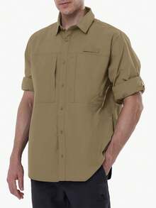 CAMEL CROWN Men's Long-Sleeve Sun-Protection Shirt Outdoor Quick-Drying Hiking Fishing Button-Down Shirt