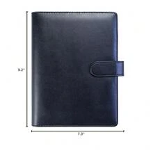 A5 PU Leather Binder Cover With Magnetic Buckle Closure, 6 Ring Personal Notebook For Organizing Planner Refill Pages, Photo Card Sleeves, Multi-Functional Card Collector-826103 - Black - View 9