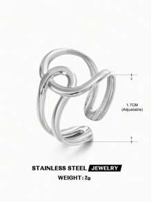 1pc Stainless Steel Fashionable Crisscross Ring Suitable For Women's Daily Wear