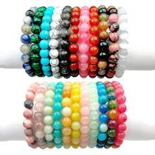 Pulsera bohemia de cuentas multicolor de 8 mm con cuarzo rosa natural y piedras de berilo | Pulsera de cristal curativo con cordón elástico | Equilibrio energético de yoga y meditación | Regalo elegante de cuentas redondas