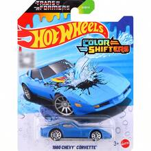 Hot Wheel 1:64 比例变色玩具车，冷水或温水浸泡后可反复变色，男孩儿童玩具车，生日及节日礼物，汽车模型玩具 BHR15-C/D，完美收藏，1980 年雪佛兰克尔维特，美泰梦幻座驾系列，TRAK-TUNE 1 件装 - 彩色 - 查看 7
