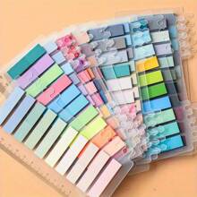 3200pcs/1600pcs/800pcs/200pcs, Morandi Color Adhesive Label, Index Sticker, Stickers Autocollants, Page Marking, Morandi Color Semi Transparent Writable Bookmarks And Reusable Bookmark Labels, Beautiful Ribbon Index Labels, European And American Retro Fluorescent PET Transparent Self-Adhesive Notes, Encoded Adhesive Labels