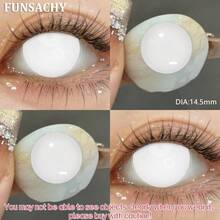 FUNSACHY 1pair Vampire Cosplay Contact Lenses For Eyes Anime Role Playing Contact Lens Cosmetic Colorful Multicolored Eye Pupil Halloween Costume Cosplay - BLINDNESS-wHITE - View 3
