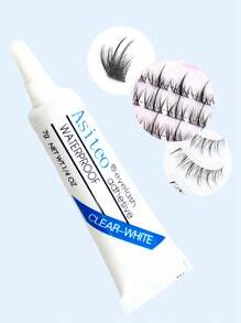 4 件套睫毛延长胶水套装，适用于单根簇状睫毛，带镊子刷睫毛杯 DIY 配件透明白色防水粘合剂化妆品工具睫毛胶，睫毛胶