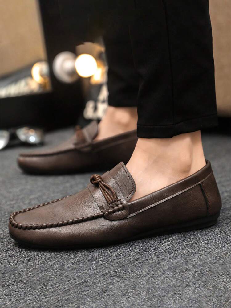 男士乐福鞋经典时尚舒适正装鞋，一脚蹬轻便莫卡辛便士乐福鞋，男士休闲鞋适合情人节、郊游、派对（乐福鞋尺码偏小，建议脚大的顾客订购大一码） - 棕色 - 查看 2