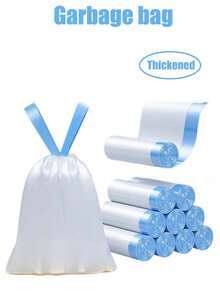 15/75/150pcs Drawstring Trash Bags, Suitable For Small Kitchen, Bathroom, Bedroom, Extra Strong, Odorless Garbage Bags, Disposable Trash Bags, Can Liners, Cleaning Supplies, Commercial Use, Fit For Kitchen, Living Room, Bathroom, Office And Hotel