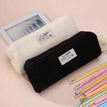 Estuche de lápices de lienzo de capa única, bolsa de papelería de gran capacidad, diseño minimalista de animales, adecuado para estudiantes de secundaria