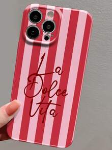 1 件简约双色条纹英文标语穿孔亮面细丝外壳全覆盖硬质手机壳兼容 11/12/13/14/15/16 Pro Max 防水防震防摔防刮 - 彩色 - 查看 7