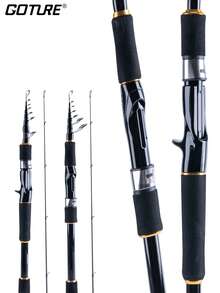 Goture 1 件伸缩便携式诱饵竿，交叉编织碳纤维，陶瓷导环，超短节，易于携带，抛投顺畅，非常适合海钓，远投，旋转抛投手柄，2.1m 2.4m 2.7m