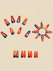 Unhas de Halloween, Unhas Postiças Amendoada, Unhas Marrons, Suprimentos de Unhas, Unhas Y2k, Peças de Arte de Unhas Engraçadas de Comprimento Médio Ballet Unha Abóbora Flor Morcego, 24 Peças Destacáveis Remendos de Arte de Unhas Laranja, Unhas Falsas Reutilizáveis, Remendos de Unhas de Presente de Feriado de Halloween Adequados para Senhoras e Meninas, Moda, Brilhante e Remendos de Unhas Falsas de Alta Qualidade