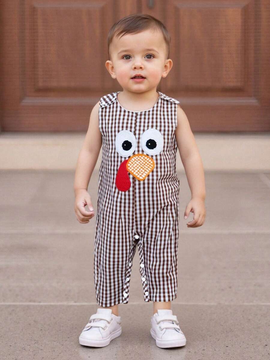 Turkey Plaid Smocked Romper