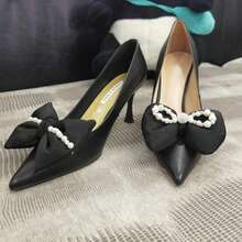 1 Par de Clipes de Sapato com Laço Elegante e Pérola de Strass, Acessórios de Sapato DIY para Festa, Todas as Estações