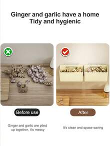 1 pieza Caja de almacenamiento montada en la pared para cocina y baño con función de drenaje, estante de almacenamiento montado en la pared, cesta colgante para pared de cebolla, jengibre, ajo y condimentos, sin necesidad de taladrar, organizador de baño y cocina para el hogar, adecuado para almacenar cebollas, jengibre, ajo, líquido lavavajillas, cepillo, esponja, limpiador, peine, tijeras, champú, pimienta, aceite de cocina, gel de baño, limpiador facial. - Multicolor - Ver 10