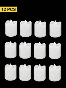 6/12/24pcs Flameless Wishing Candles, Flameless Fake Candles, Battery Powered LED Tea Lights, Romantic Atmosphere Lights For Wedding, Proposal, Christmas, Halloween, Party, Birthday, Dining Table, Holiday Decor, Ivory Color [Batteries Included]