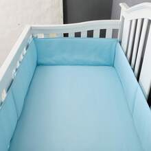 4pcs Baby Crib Bumper Set, Breathable Mesh And Soft Cotton, Crib Rail Cover And Safety Pad, Suitable For Baby And Toddler Bed, White, Pink, Gray, Blue - Multicolor - View 13