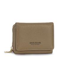 Women's 4-In-1 Wallet, Small Slim, Coin Purse, Document Holder With Zipper And Magnet Button - Beige - View 1