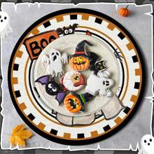 1/2/4pcs Ghost Pattern Halloween Round Placemats, Black Holiday Round Dining Table Mats, Suitable For Party, Kitchen, Dining, Breakfast, Coffee Decor
