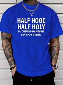 You Play With Me And Pray Together.Printed T-Shirt, 1 Piece,% Cotton, Casual Men's T-Shirt In Season, T-Shirt With Round Neck And Cotton Short Sleeve, Christmas Gift.2025 - 寶藍色 - 查看 1